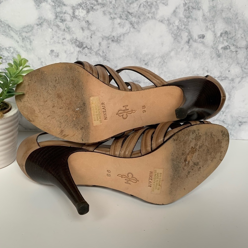 COLE Haan Nike Air Shayna tan leather high heels - Picture 5 of 6